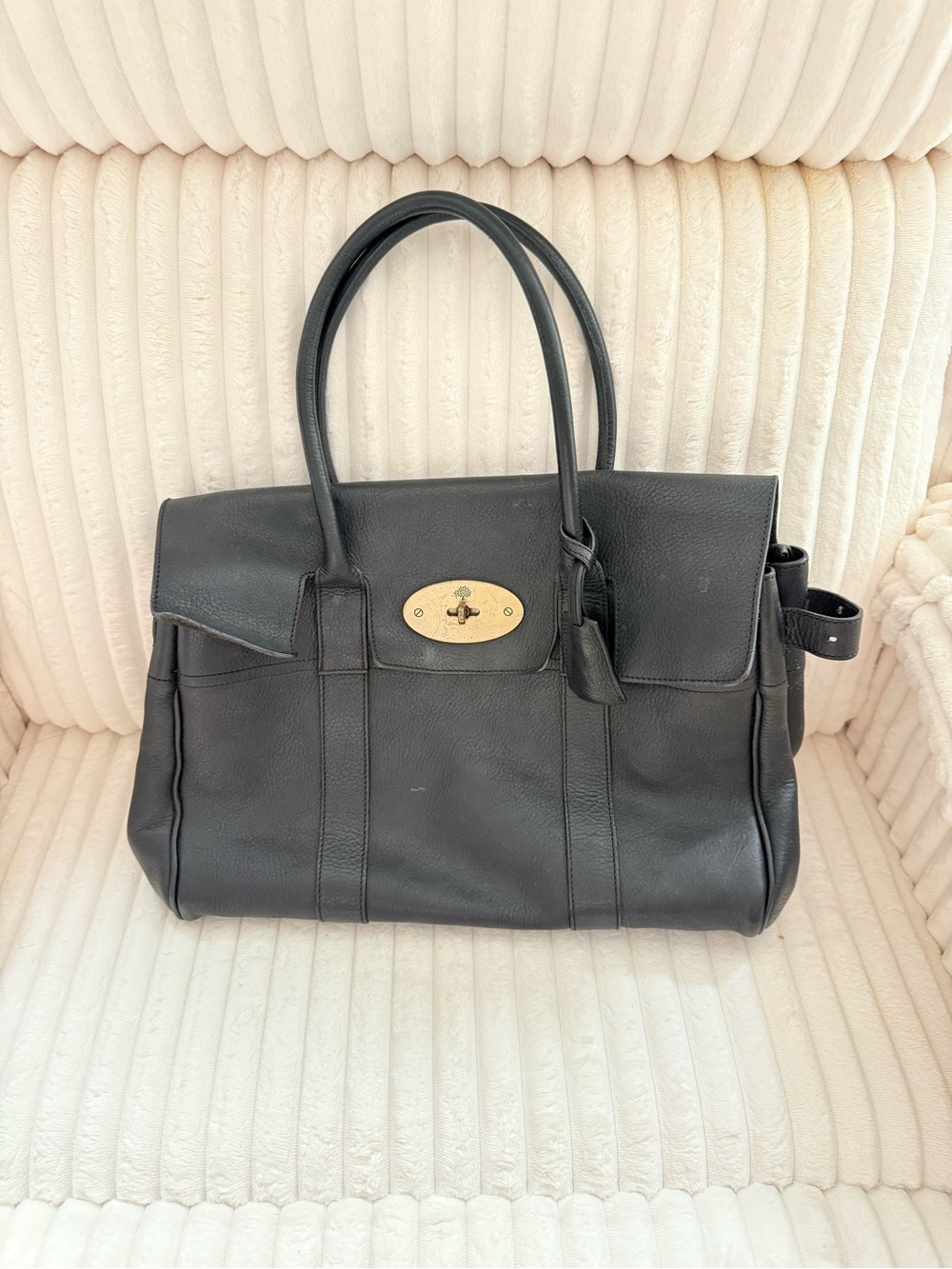 Mulberry Bayswater Black & Brass Small Classic Grain - Gently Used